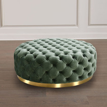 American green velvet stool cloakroom stool Italian light luxury pull buckle sofa stool small foot pedal round cloth Pier
