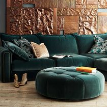 Nordic light luxury velvet shoe stool clothing store sofa stool round pedal cloakroom stool living room stool cloth Pier