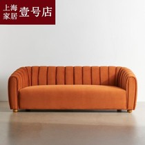 American light luxury ins Hermes orange velvet sofa Nordic small apartment living room sales office sofa