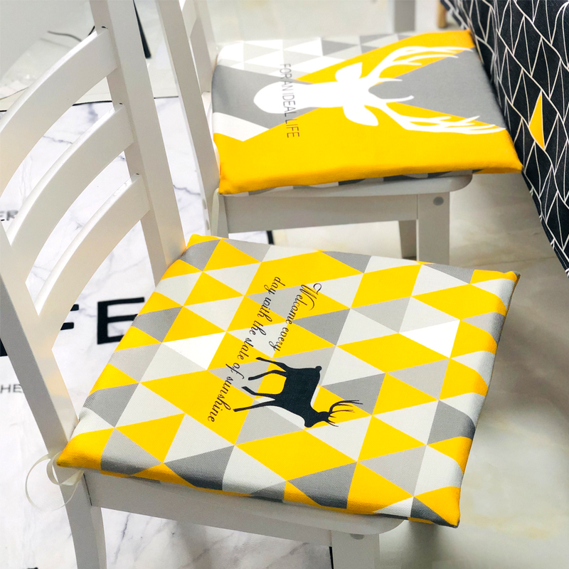 Nordic simple cotton linen art cushion Dining chair cushion Chair thickened non-slip office stool Tatami seat cushion