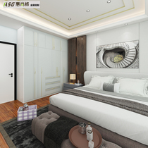 Wheishang Hong Kong Bedroom Space Custom Solid Wood Double Bed Pair Door Nordic Wardrobe Bed Head Cabinet Quality Light Extravagant