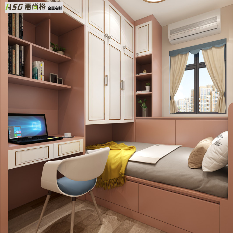 Huishang Hong Kong Bedroom Overall Set As Furniture Tatami Wardrobe Integrated Solid Wood Multilayer Environmental Protection Furniture Design