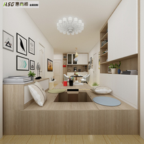 Hong Kong guest restaurant overall custom lift platform multi-functional tatami bookcase sideboard cabinet custom-made Shenzhen