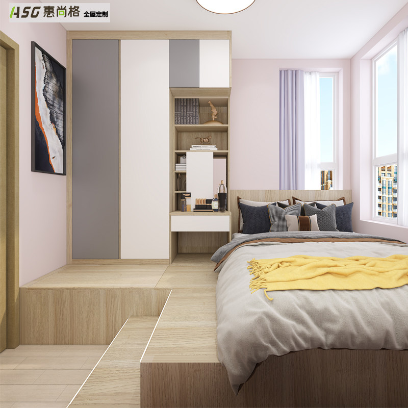 Full house Custom Hong Kong furniture tatami set to make overall small family type bedroom terrace bed wardrobe one-piece Shenzhen