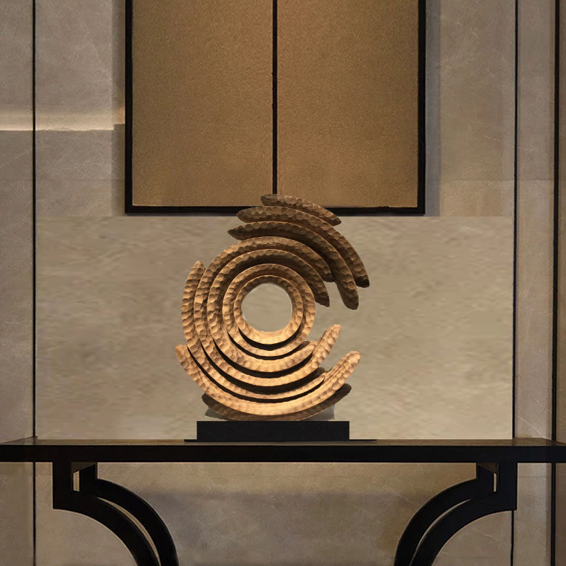 Xuan Guan Hall Sample House Display Center Space Decoration Modern Chinese Honeycomb Original Wood Color Skewed Sculpted Art Pendulum