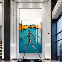 Hotel sales department lobby aisle modern Chinese decoration abstract figures landing metal gray twisted sculpture