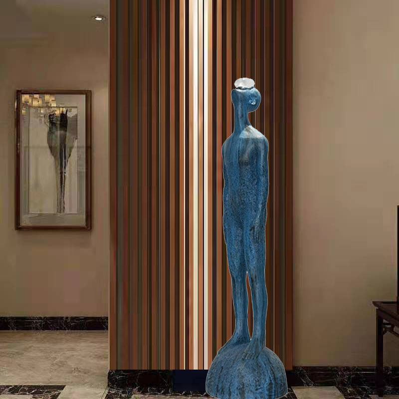 Sample House Display Center lobby aisle indoor space modern Chinese glass fiber landing figure imitation bronze twisted sculpture