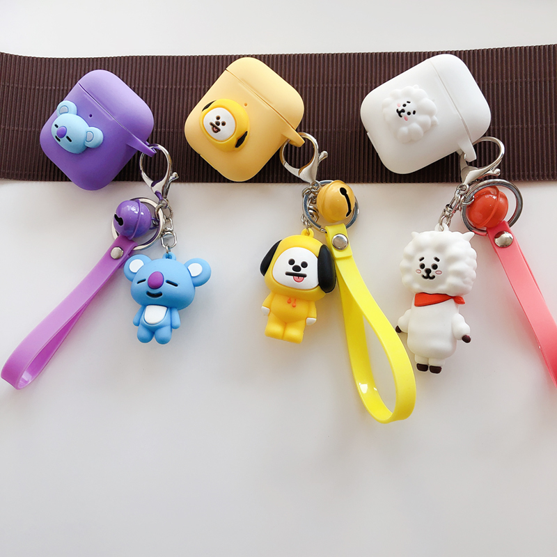 Rjinhit Bts Cartoon Bell Pendant Earphone Case Suitable for Apple AirPods Pro 1/2 Silicone Earphone Case Airpods3 Pro2