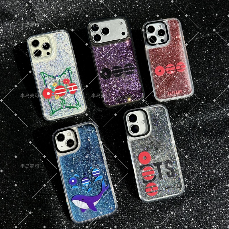 Rjinhit Bts Arirang Decompression Liquid Quicksand Phone Case Suitable for Apple 17Promax 16 15Pro 14 Iphone17 Jk V