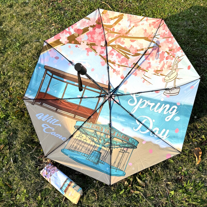 Rjinhit Bts Small Poem Spring Day Umbrella Portable Ring Buckle Sun Protection Folding 70% off Umbrella Manual Rjinhit Bts Small Poem Spring Day Umbrella Portable Ring Buckle Sun Protection Folding 70% off Umbrella Manual