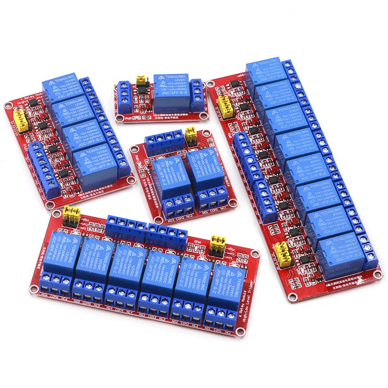 12468路 5V12V24V继电器模块 光耦隔离 高低电平触发 单片机