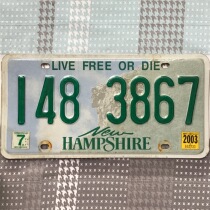 U.S. License Plate NewhampshireNH New Hampshire 148-3867 Car Culture Number Letter Collection