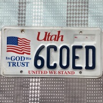 American license plate UtahUT Utah 6C0ED off-road vehicle modified collection of shadow props Wrangler 10th anniversary