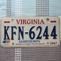 US license plate VirginiaVA Virginia KFN6244 Foreign foreign license plate bar store decoration iron