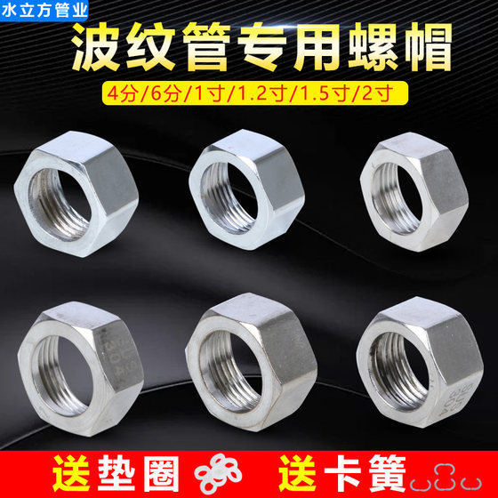 304 stainless steel nut for hot and cold water inlet pipe bellows upper water pipe 4 minutes 6 minutes 1 inch bellows special nut