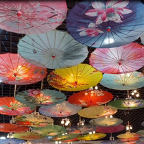 Ancient style silk umbrella oil paper umbrella Hanfu umbrella indoor and outdoor decoration ceiling umbrella lamp dance umbrella cheongsam umbrella catwalk umbrella