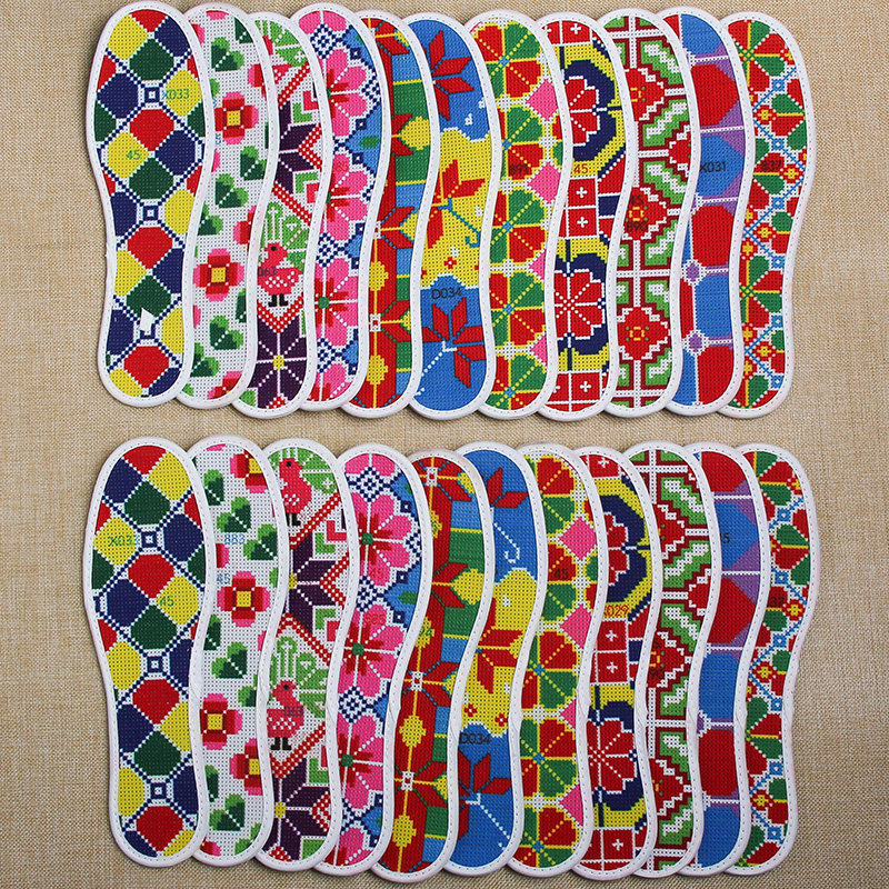 Cross stitch insole colorfast precision printed cotton semi-finished men and women geometric figure