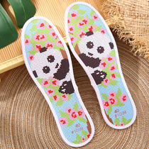 Cross embroidery flower insole pure cotton non-fading semi-finished products precision printing pinhole cartoon full 6 pairs