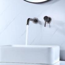 German contemporary wire drawing gun grey into wall-style concealed face basin tap hot and cold full copper black bathroom washbasin