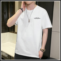 Spring Summer 2022 new short sleeves T-shirt men loose 100 lap printed pure cotton Korean version Trend half sleeve Compassionate Man