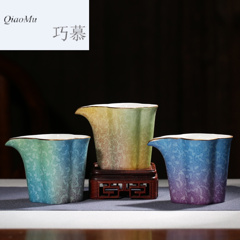 Qiao mu pick flowers, jingdezhen ceramic fair keller kung fu tea set points make tea tea is a cup of tea and a cup of sea S32034