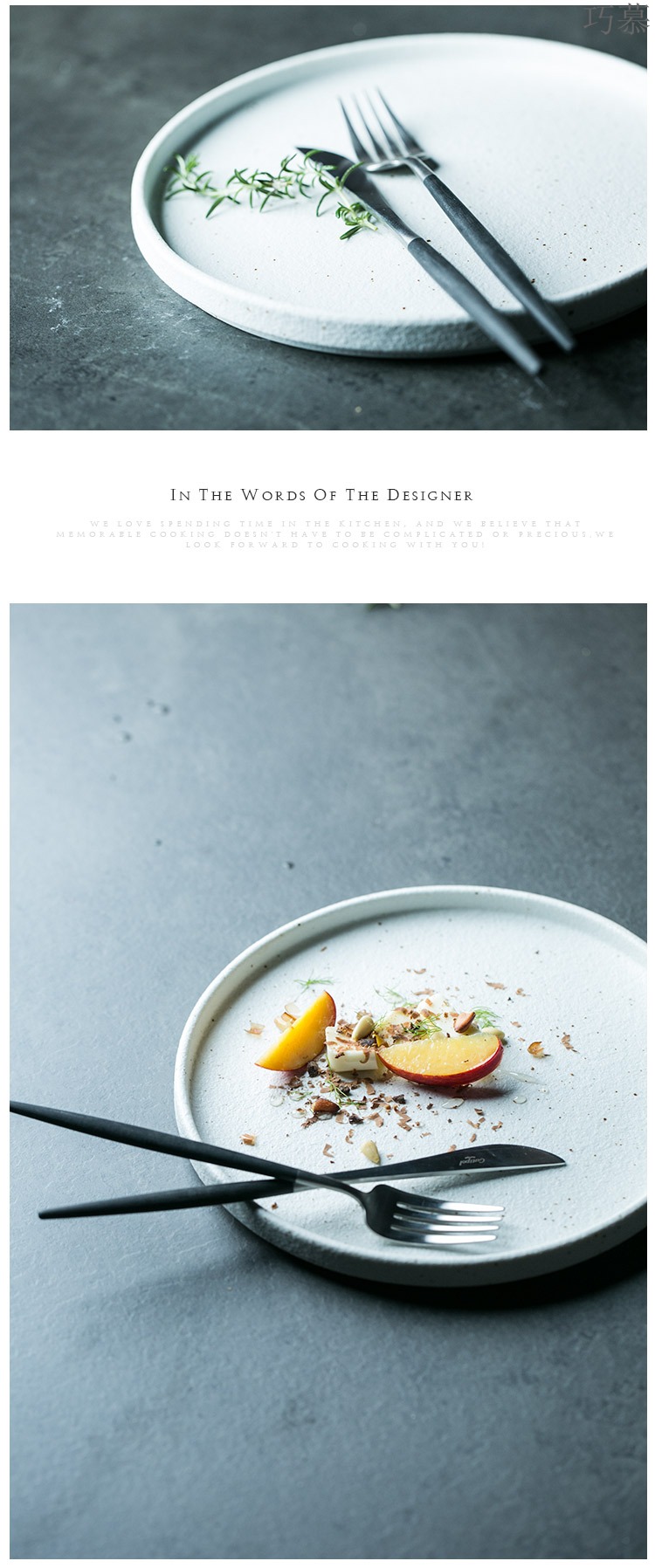 Longed for DY grinding ceramics steak restoring ancient ways opportunely disc white flat shallow plate breakfast of disc western - style food plate all round