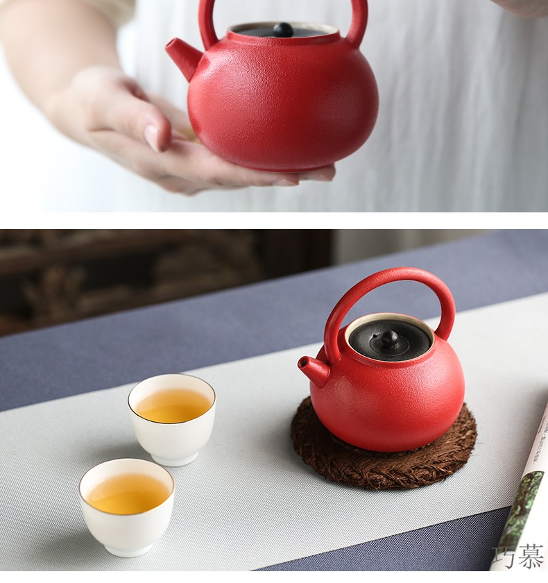 Qiao mu coarse clay POTS small teapot ceramic filter tea household teapot red S28025 girder pot