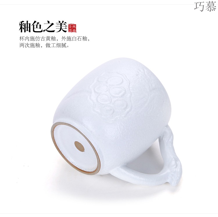 Qiao mu to restore ancient ways with handle ideas ceramic cups of black white coarse pottery master cup single home tea cups of tea