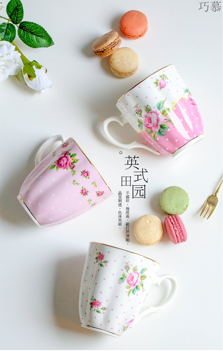 Qiao mu point ipads porcelain cup home coffee cup high - capacity European mark cup of water glass ceramic cup with a spoon