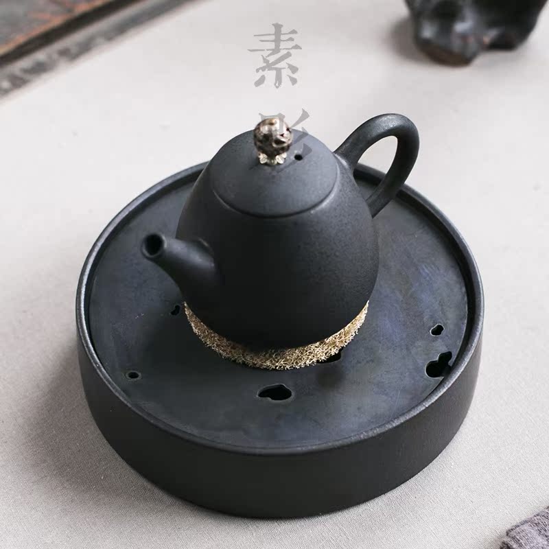 Qiao mu archaize dry mercifully pot bearing ceramic water copper pot supporting coarse pottery round pot pad kung fu tea accessories