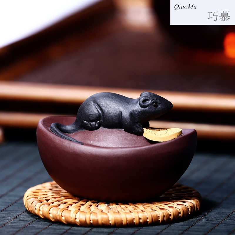 Qiao mu, yixing purple sand its furnishing articles purse tea pet mice play furnishing articles from several gold COINS money rats