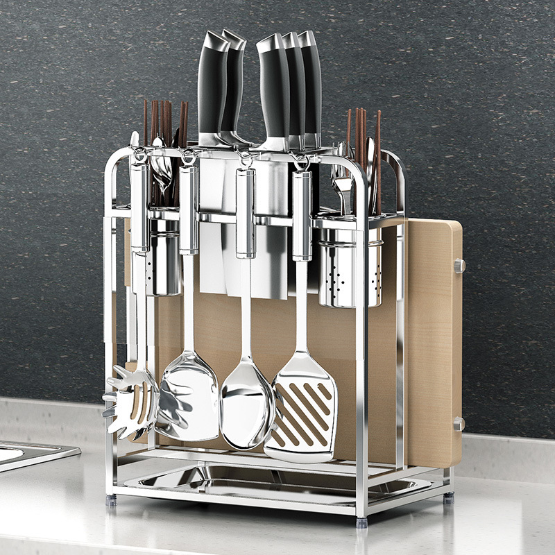 Brand Stainless Steel Tool Holder cutting board frame Chopping Frame Cutter Containing Layer Shelf Kitchen Knife Seat Kitchen Supplies Shelf