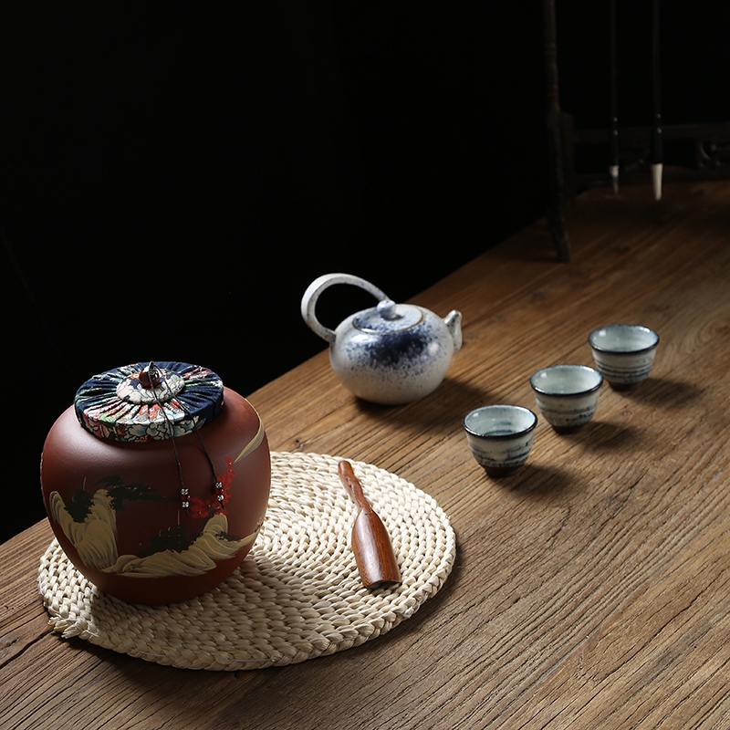 Qiao mu JS violet arenaceous caddy fixings yixing ceramic seal tank puer tea box of large size and receives the manual storage tanks