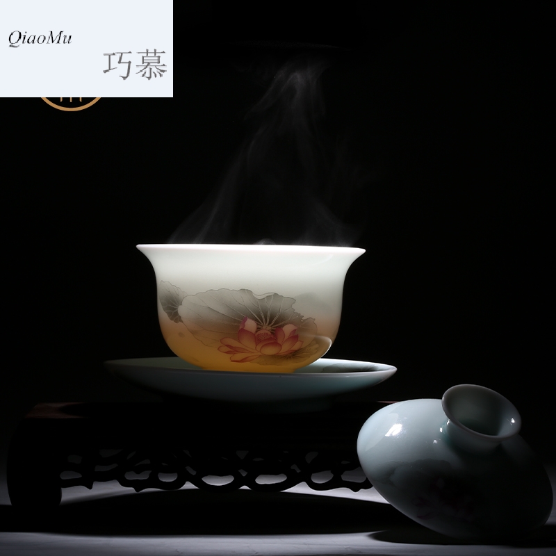 Qiao mu CNT jade porcelain kung fu tea set of jingdezhen ceramic eight the tureen tea home office suits for