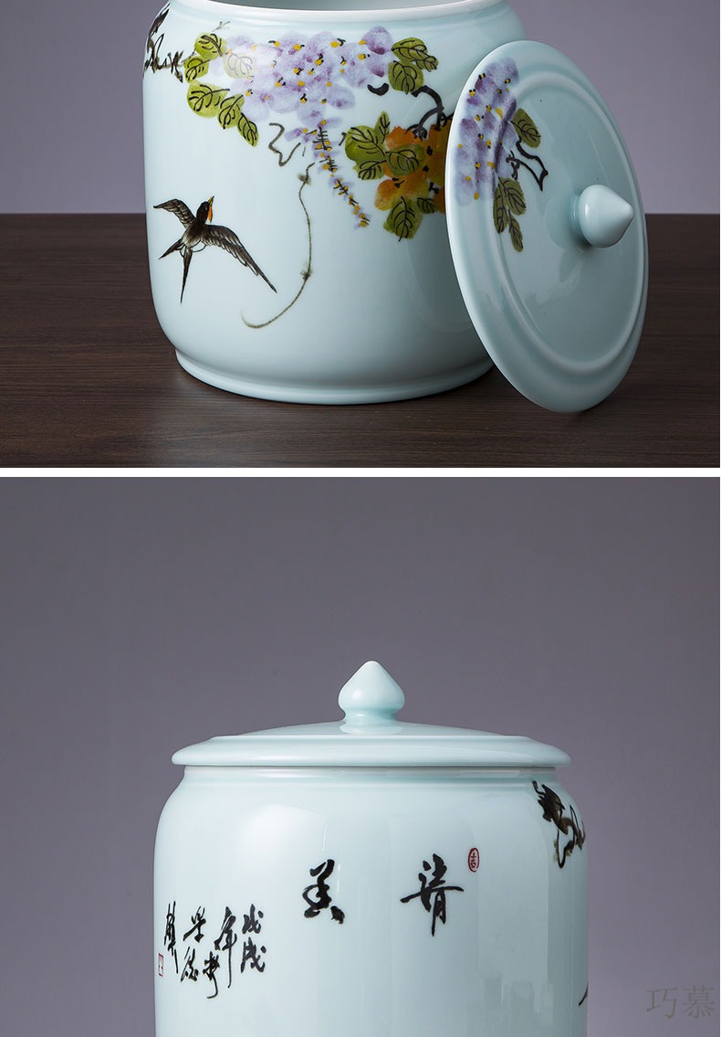 Qiao mu hand - made ceramic tea pot large storage wake POTS sealed as cans white tea tea cake as cans 5-8 cake home