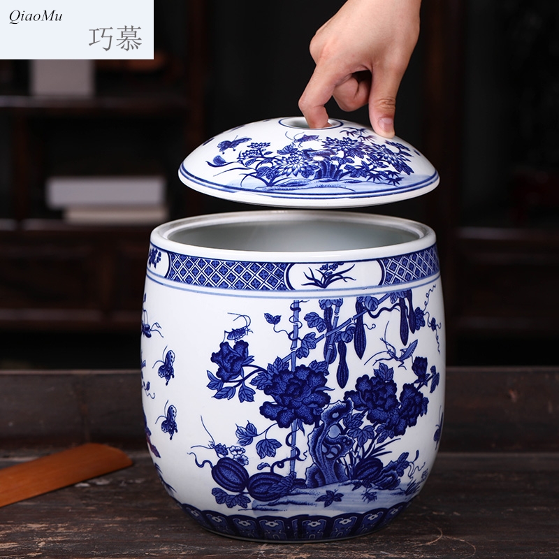 Qiao mu jingdezhen pickle jar sealed as cans ceramic with cover barrel ricer box caddy fixings snack containers POTS 10