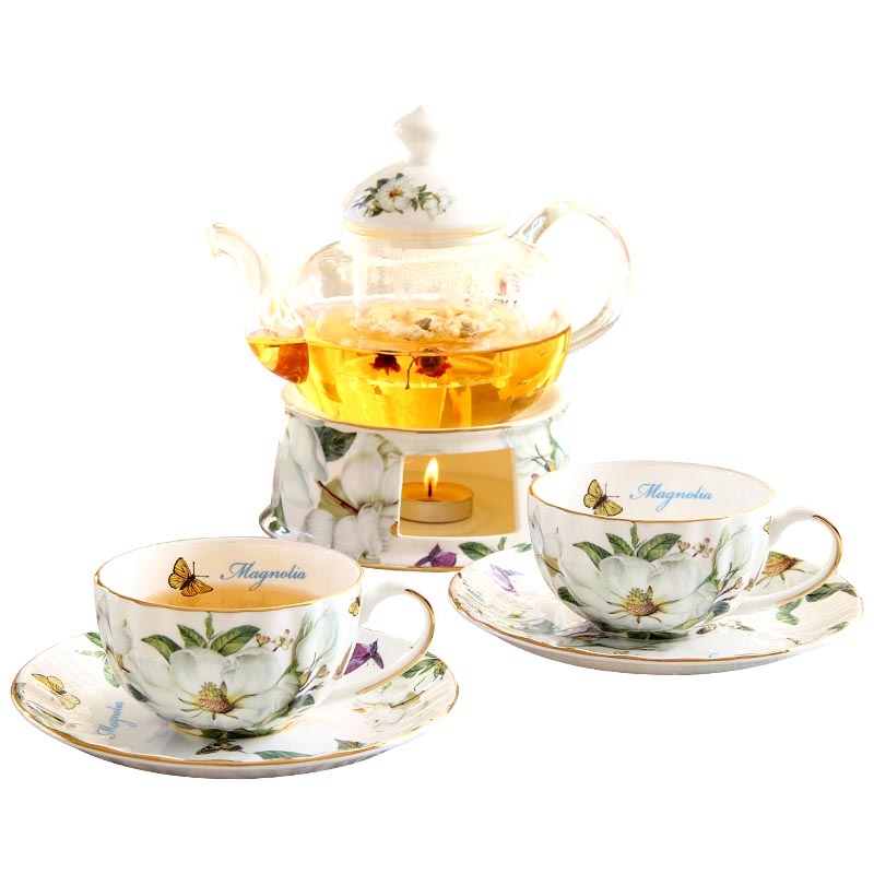 Qiao mu household glass tea set ceramic tea fruit pot of boiled herbal heating cup Europe type in the afternoon