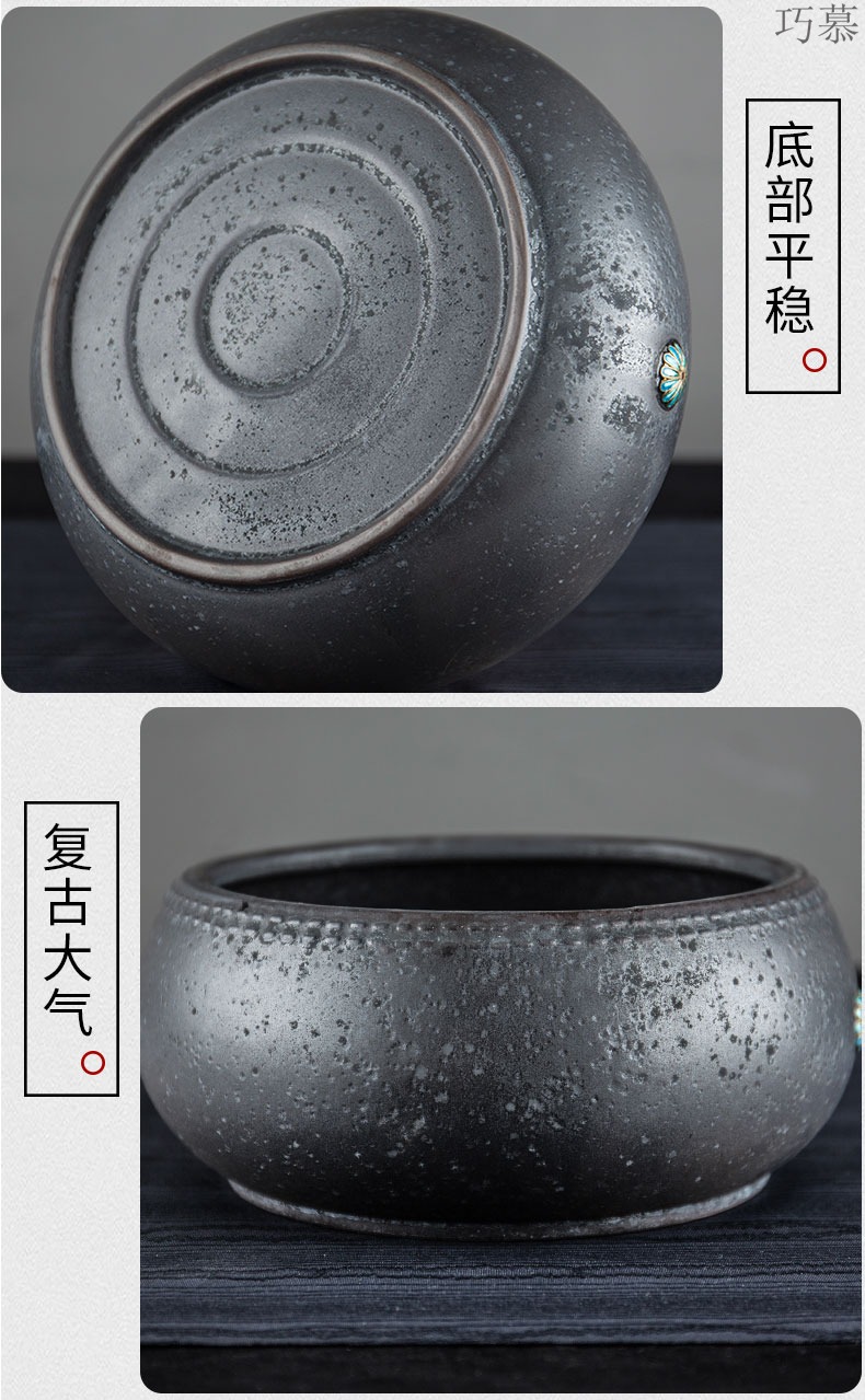 Qiao mu landscape ceramic cloisonne in hot tea to wash to large water jar barrels writing brush washer to use kung fu tea accessories