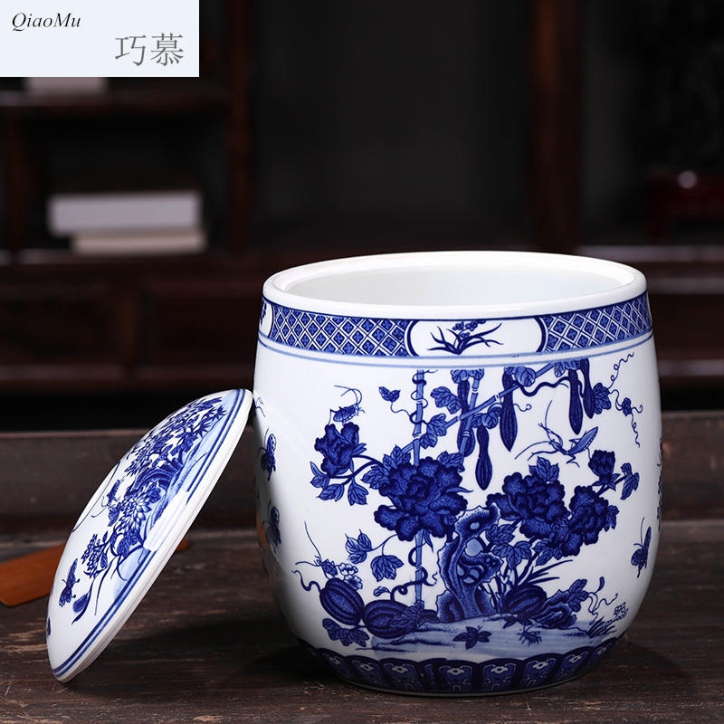 Qiao mu jingdezhen pickle jar sealed as cans ceramic with cover barrel ricer box caddy fixings snack containers POTS 10