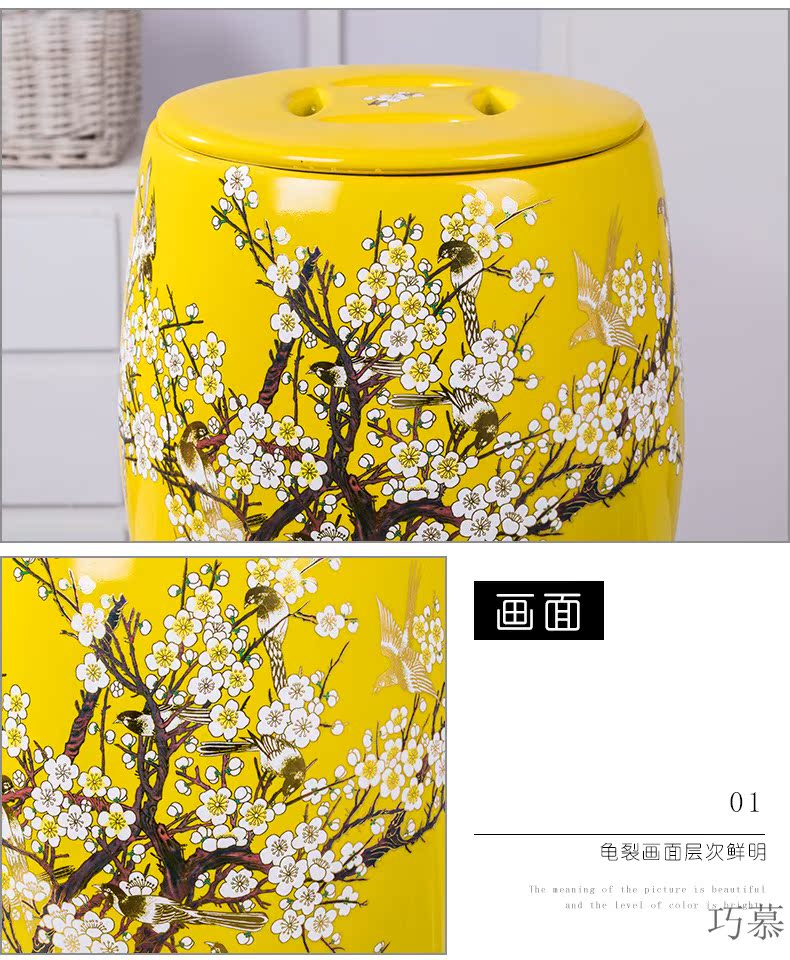 Qiao mu barrel jingdezhen ceramics with cover feng shui home 20 jins 50 kg to moistureproof insect - resistant flour rice storage box