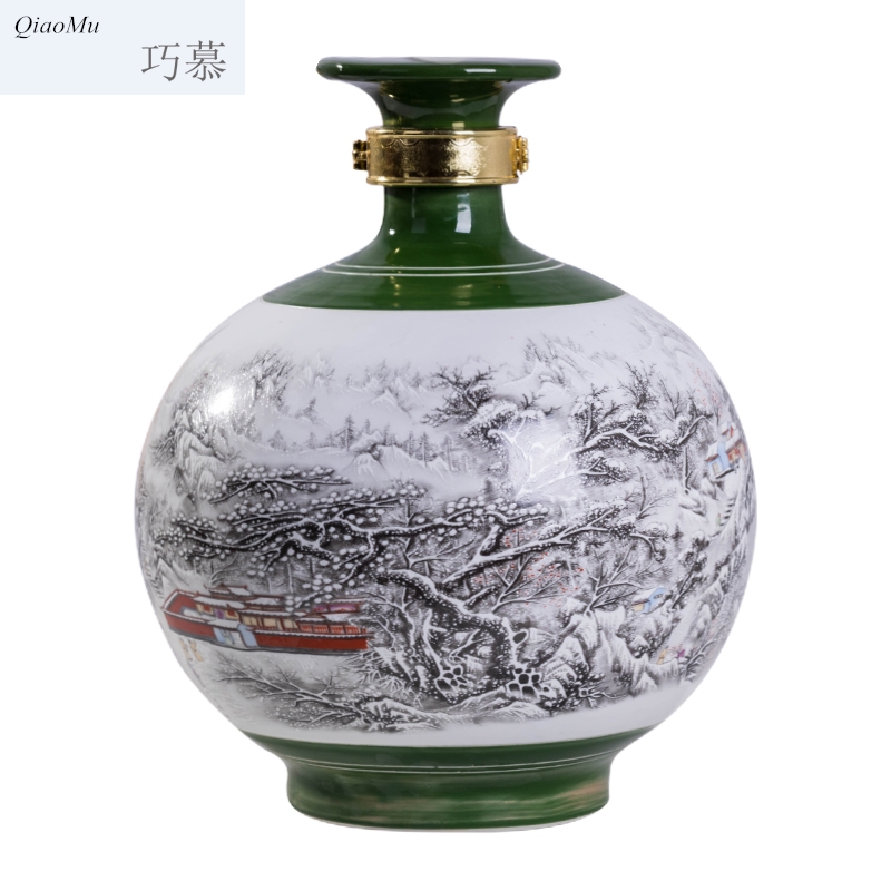 Qiao mu jingdezhen ceramic jars 10 kg snow seal wine it jars bottle wine pot brewing wine