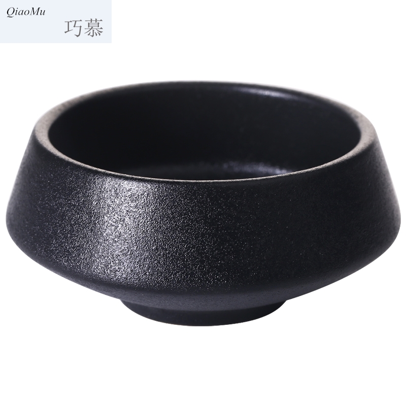 Qiao mu creative ceramic rice bowl black frosted tall bowl household rainbow such as bowl bowl restaurant food bowl of tableware