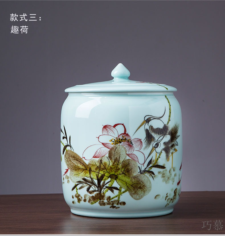 Qiao mu ceramic barrel with cover ricer box 25 kg of flour moistureproof insect - resistant seal tea cylinder cylinder grains storage