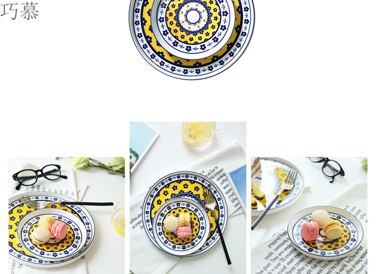 Qiao mu CDW life be beautiful like summer flowers, hand - made ceramic disc flat steak plate of western - style food tableware PZ - 72 plate