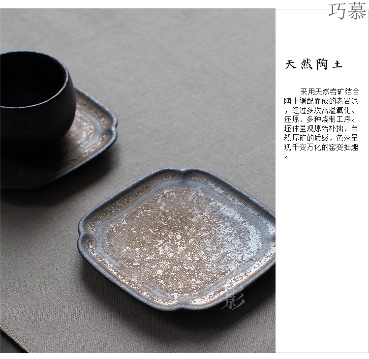 Longed for coarse pottery cup mat gold by hand to restore ancient ways opportunely circular cup as antiskid insulated pad kung fu tea accessories