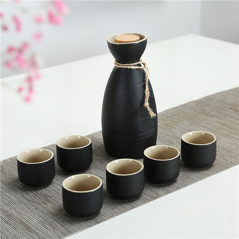 Qiao mu Japanese wine wine liquor points of household ceramic perm WenQing hip flask glass bottles with tap nonmetal