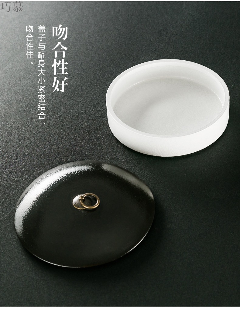 Qiao mu tea caddy fixings puer tea tea cake tin box household caddy fixings ceramic seal pot store tea POTS and POTS