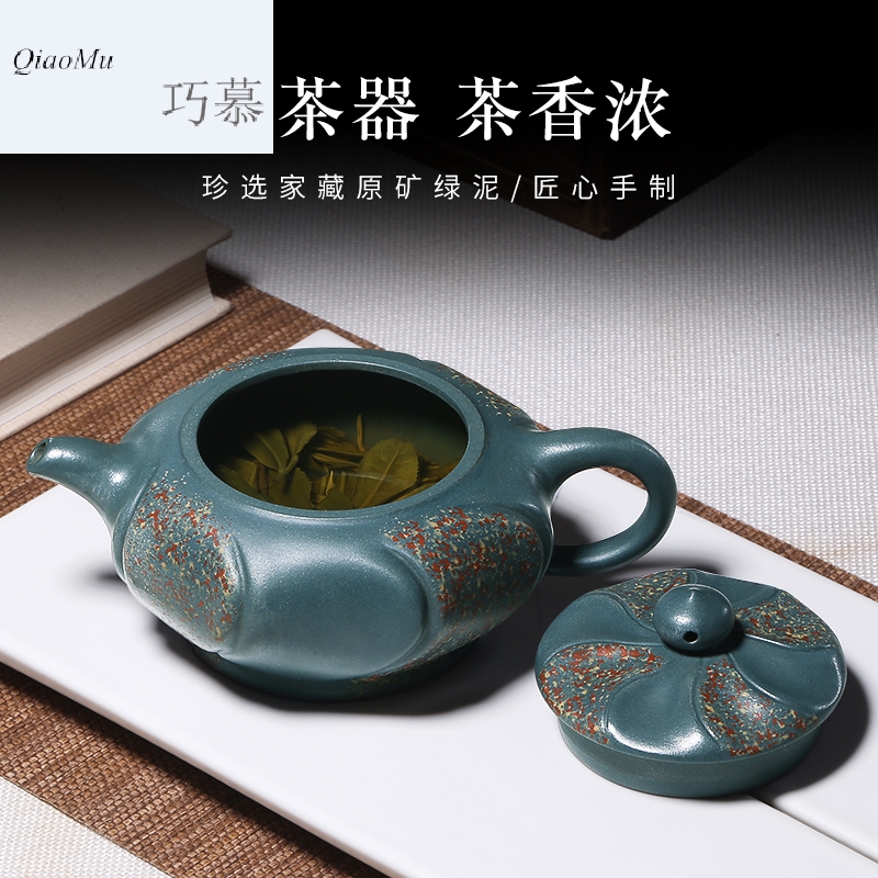 Qiao mu HM 【 】 famous yixing it pure manual undressed ore green dot color eight side of the republic of China and exquisite teapot tea