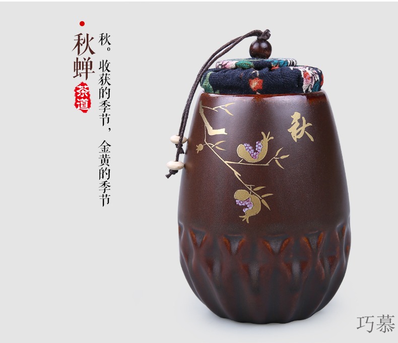 Qiao mu caddy fixings ceramic canister receives bulk pu 'er tea caddy fixings tea tea box sealed as cans