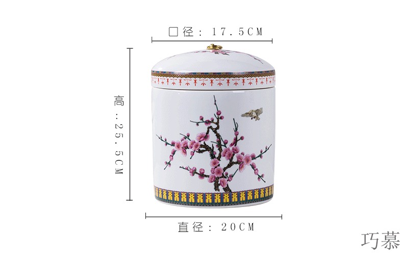 Qiao mu ceramic 10 jins ricer box barrel storage box meter hidden jar airtight dry storage tank flour moistureproof tea cake